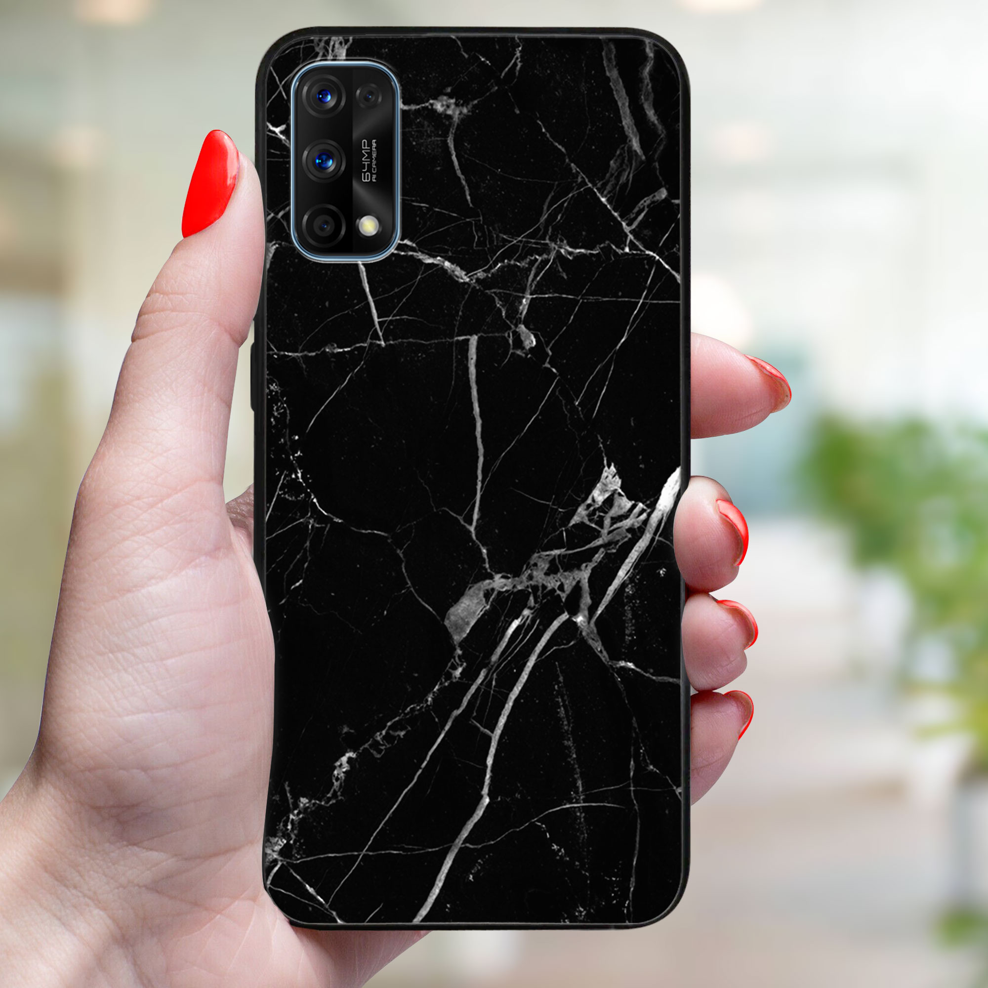 MY ART Védőhuzat Realme 7 Pro BLACK MARBLE (142)