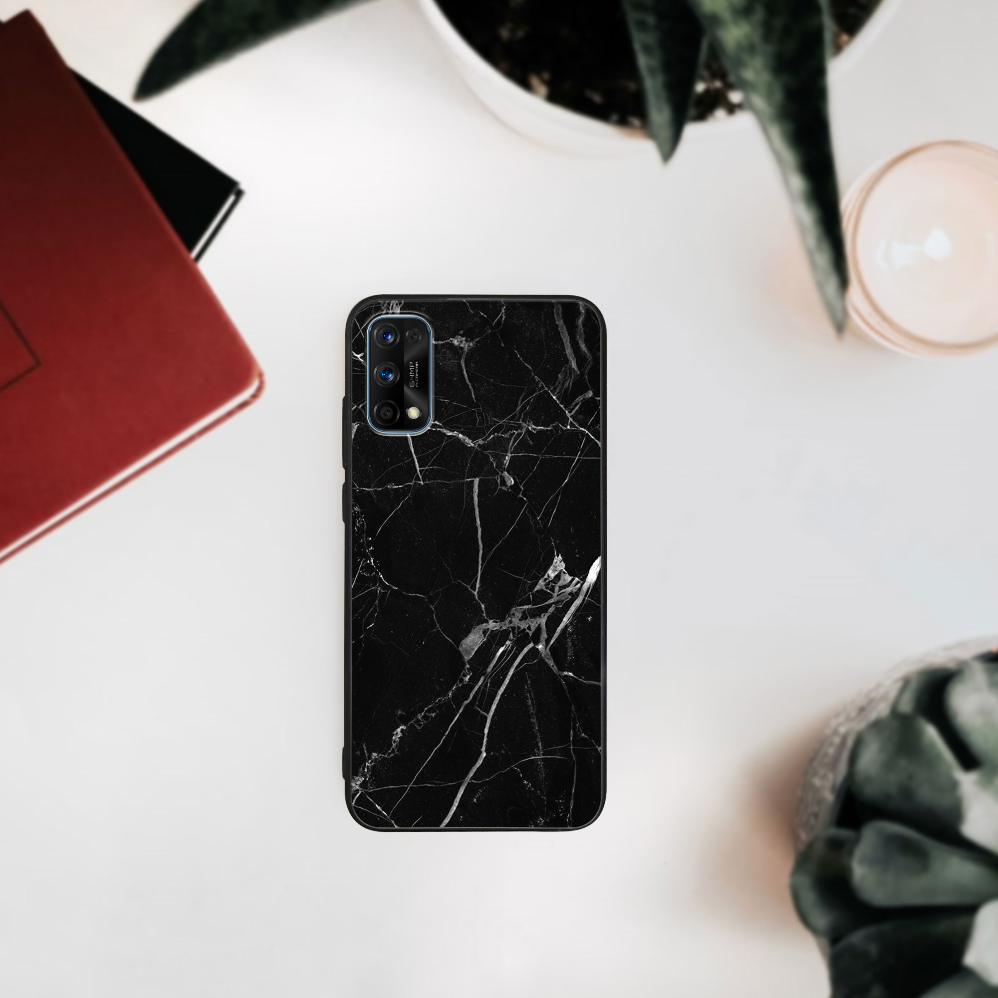 MY ART Védőhuzat Realme 7 Pro BLACK MARBLE (142)