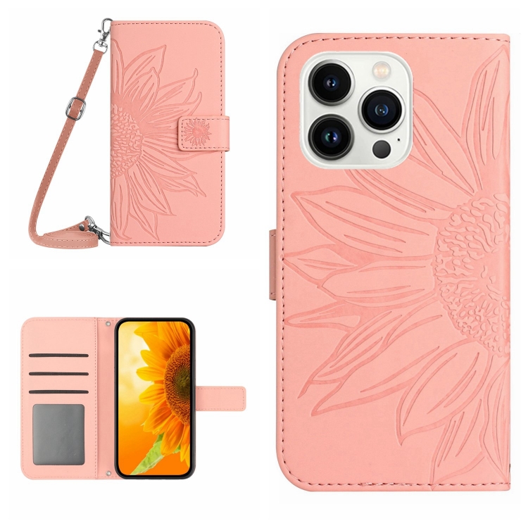 ART SUNFLOWER Pénztárca Tok Zsinórral Apple IPhone 16 Pro Max Világos Rózsaszín