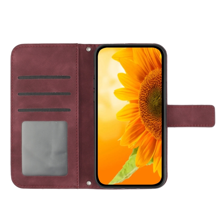 ART SUNFLOWER Pénztárca Tok Zsinórral Apple IPhone 16 Pro Max Bordóhoz