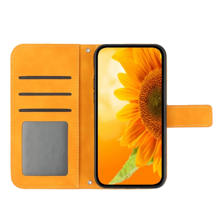 ART SUNFLOWER Pénztárca Tok Zsinórral Apple IPhone 16 Pro Max Sárga