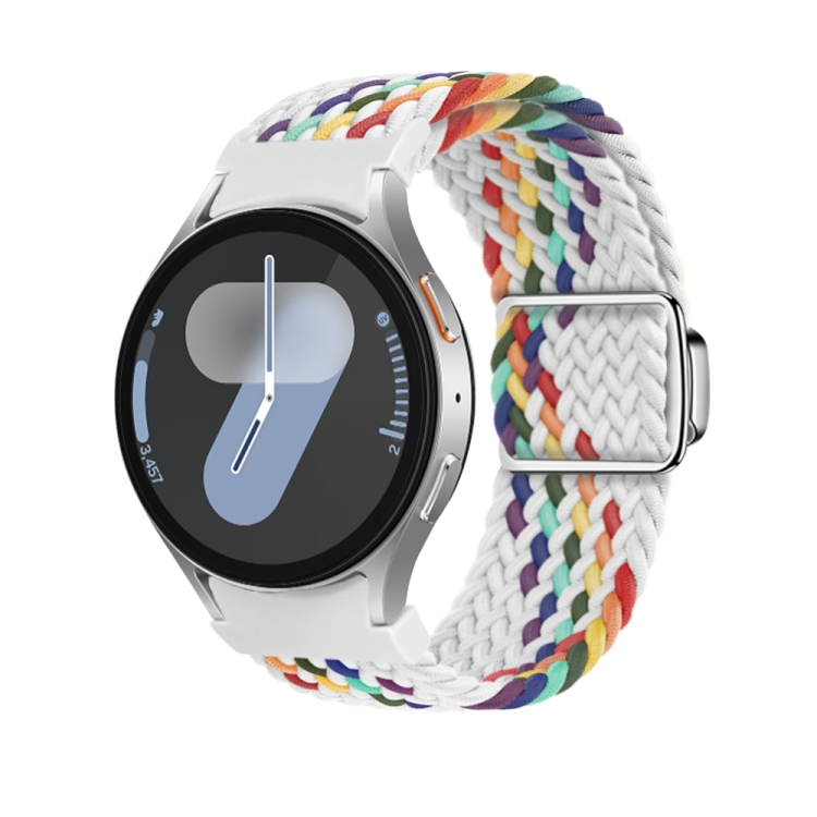 FONÁSOS Nylon Szíj A Samsung Galaxy Watch 7 (40 / 44 Mm) WHITE SZIVÁRVÁNY Számára