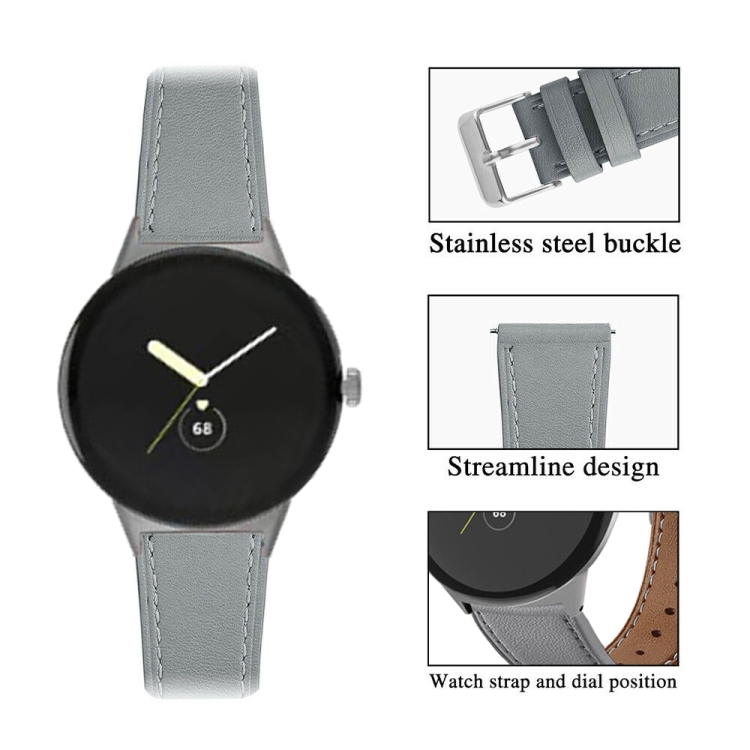 LEATHER Bőrszíj Google Pixel-hez Watch3 45mm Szürke