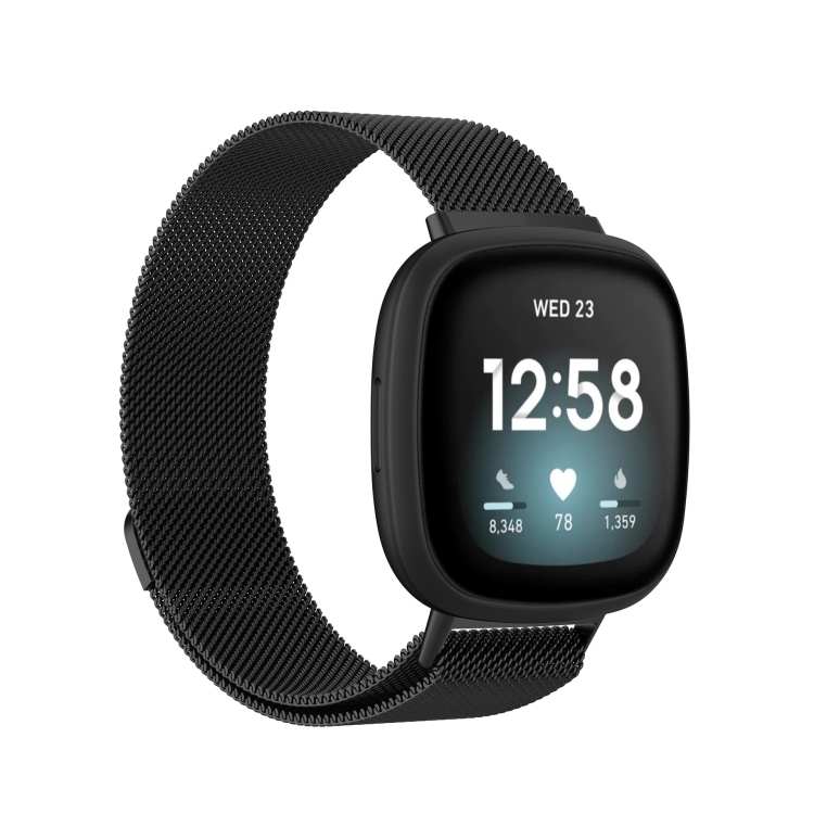 MILANESE Fém Szíj Fitbit Versa 4/3-hoz Fekete