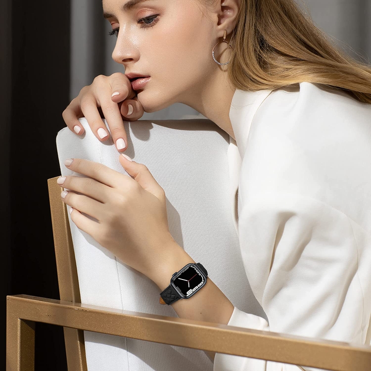 LATTICE BAND Bőr Szíj Apple Watch SE / SE 2022 / SE 2023 (40mm) Fekete