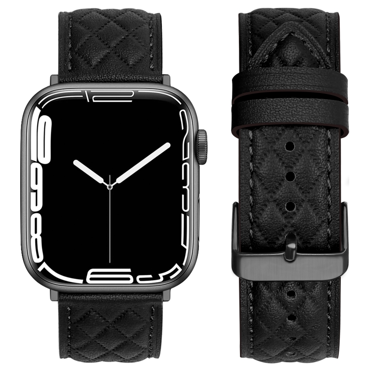 LATTICE BAND Bőr Szíj Apple Watch SE / SE 2022 / SE 2023 (40mm) Fekete