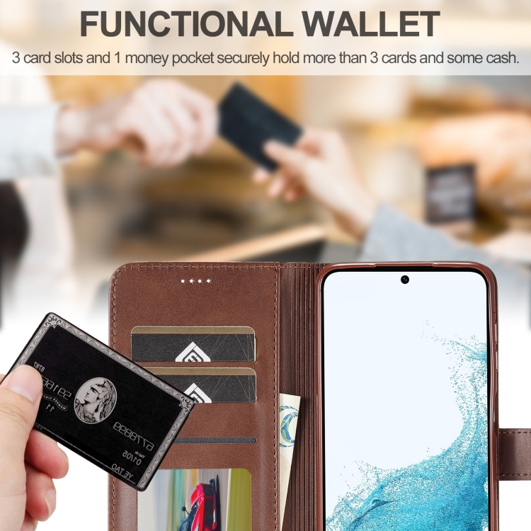 IMEEKE Wallet Tok Samsung Galaxy A34 5G Sötétbarna