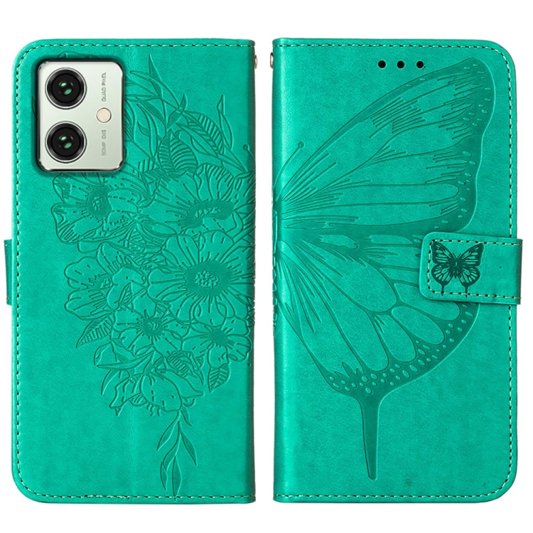 ART BUTTERFLY Pénztárca Tok Motorola Moto G54 5G / G54 5G Power Edition Zöld