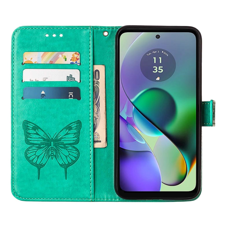 ART BUTTERFLY Pénztárca Tok Motorola Moto G54 5G / G54 5G Power Edition Zöld