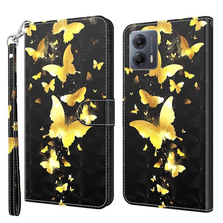 ART Pénztárca Borító Motorola Moto G54 5G / G54 5G Power Edition GOLD BUTTERFLIES Telefonokhoz