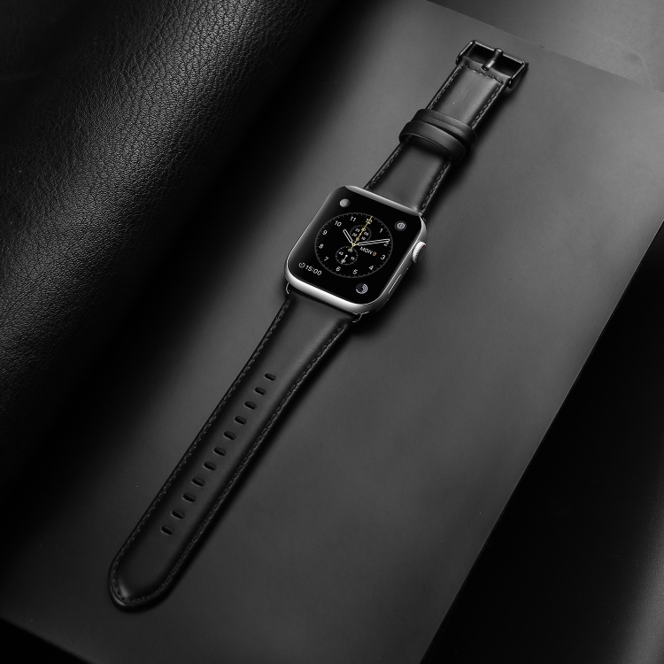 DUX LEATHER Bőrszíj Apple Watch 10-hez 42mm Fekete