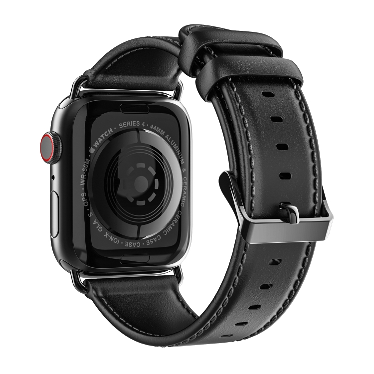 DUX LEATHER Bőrszíj Apple Watch 10-hez 42mm Fekete