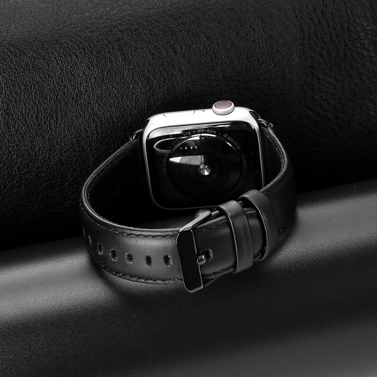 DUX LEATHER Bőrszíj Apple Watch 10-hez 42mm Fekete