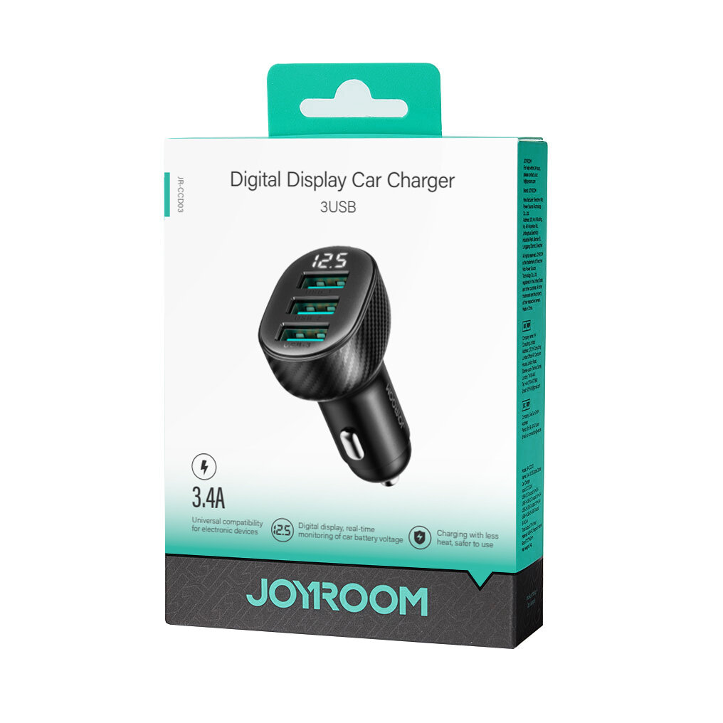 JOYROOM JR-CCD03 3.4A Autós Töltő 3x USB Fekete