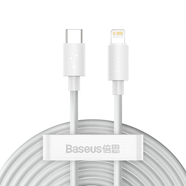 BASEUS SIMPLE WISDOM 2x Kábel USB-C / Lightning 20W 1,5 Méter Fehér