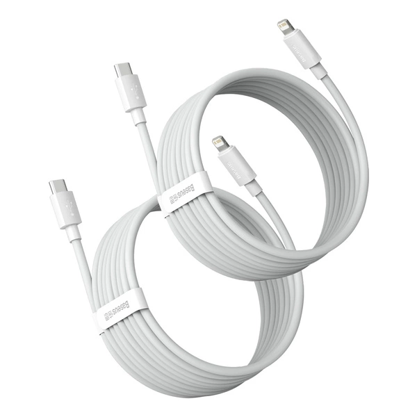 BASEUS SIMPLE WISDOM 2x Kábel USB-C / Lightning 20W 1,5 Méter Fehér