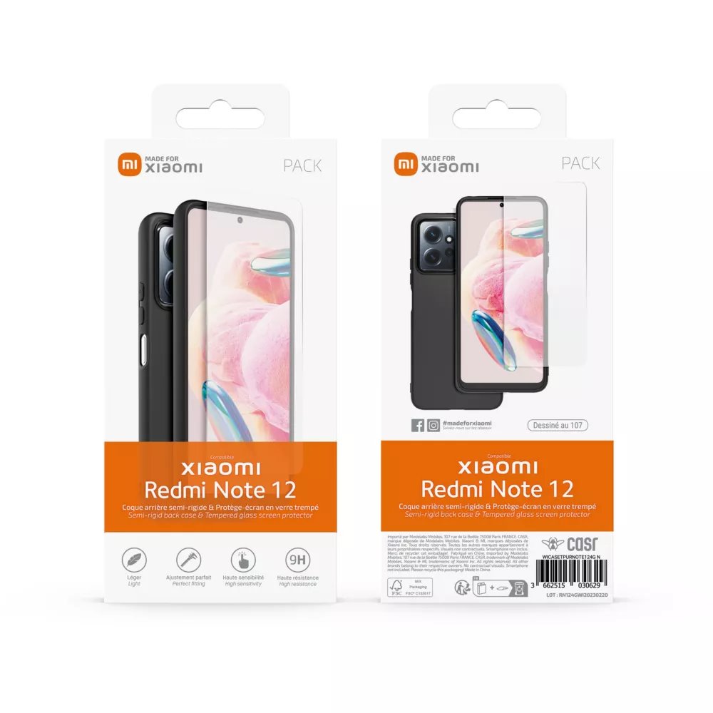 XIAOMI SET TPU Cover + Edzett üveg Xiaomi Redmi Note 12 Fekete