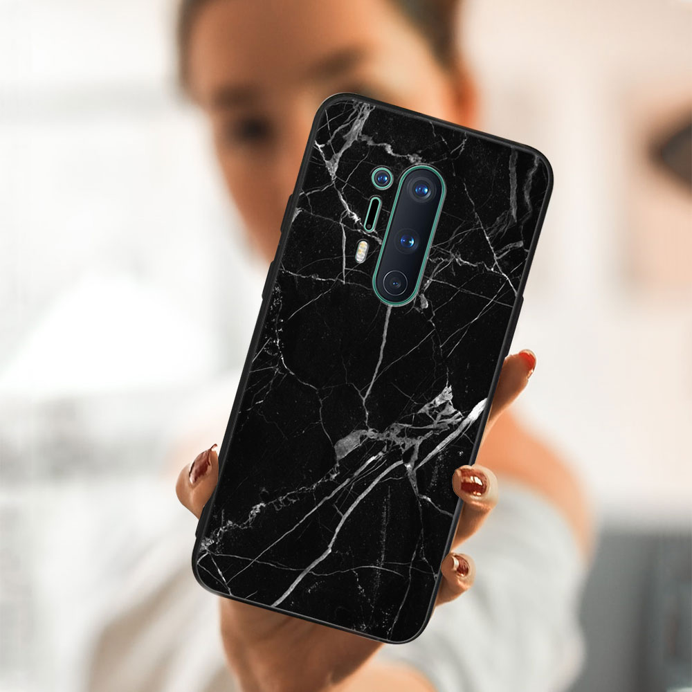 PROTEMIO MY ART Védőhuzat OnePlus 8 Pro Készülékhez - BLACK MARBLE (142)