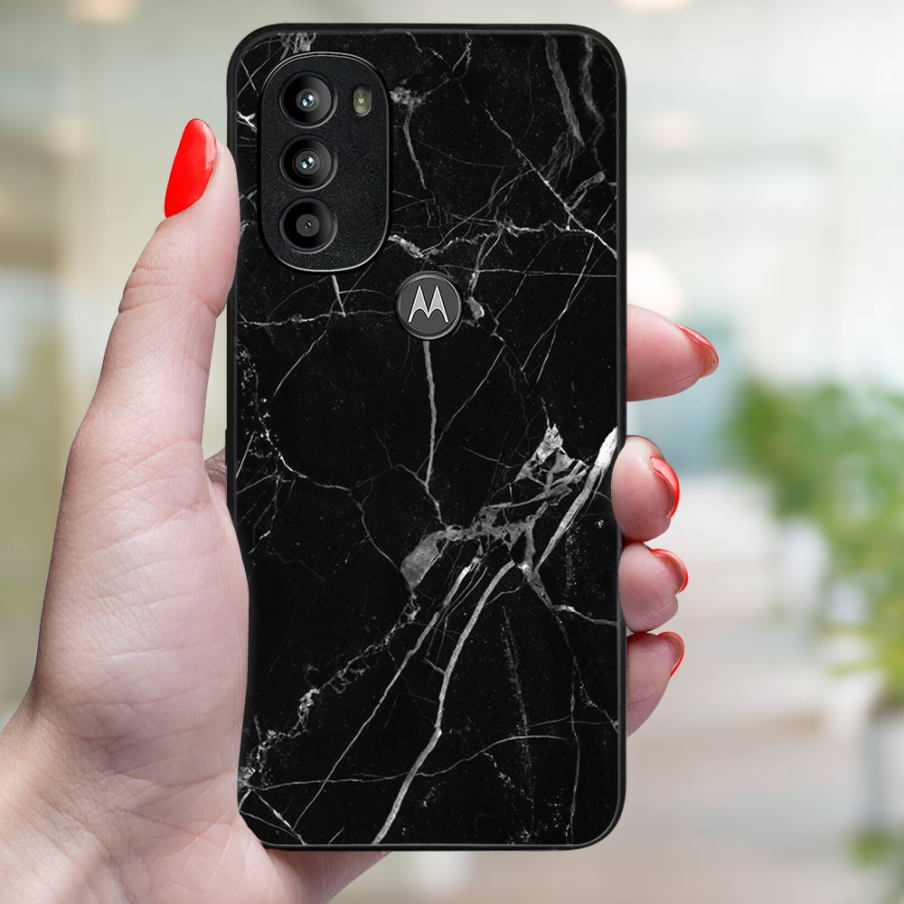 MY ART Védőburkolat Motorola Moto G71 5G BLACK MARBLE (142)