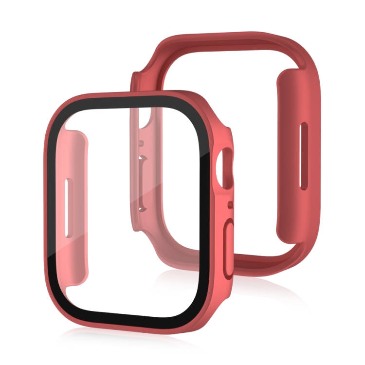 PC TELJES BURKOLAT Műanyag Borítás üveggel Apple Watch SE / SE 2022 / SE 2023 (40mm) Piros