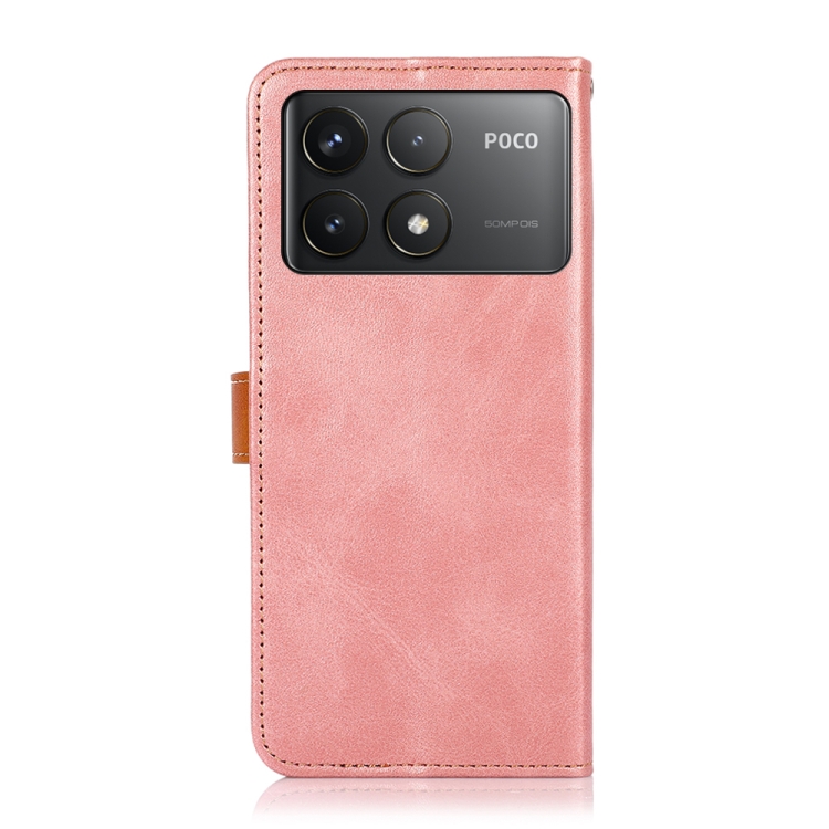 KHAZNEH DUAL-COLOR Pénztárcahuzat Xiaomi Poco F6-hoz Pro Rózsaszín