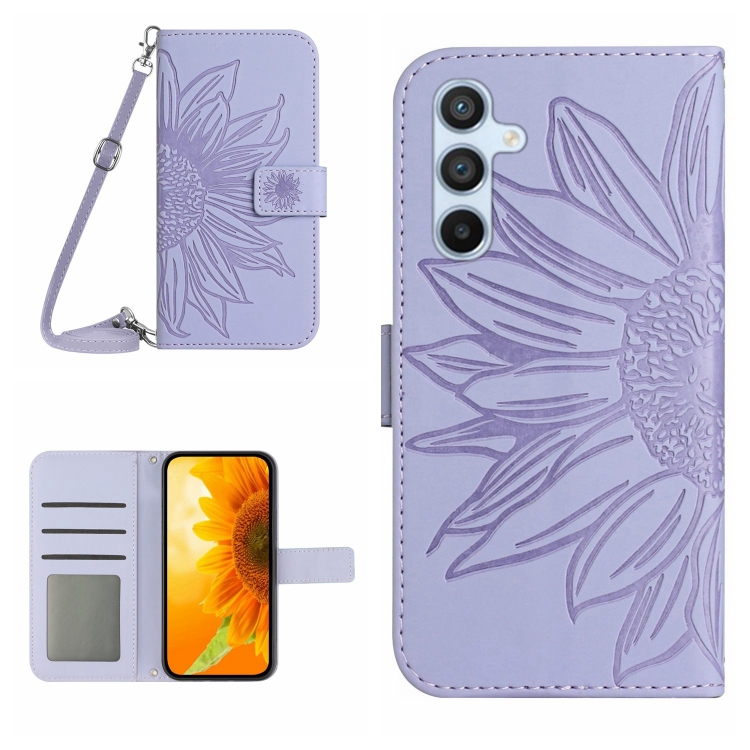 ART SUN FLOWER Pénztárcavédő Samsung Galaxy A15 / A15 5G Lila Telefonhoz