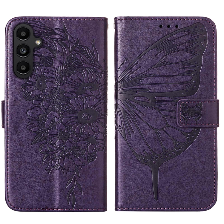 ART BUTTERFLY Pénztárcahuzat Samsung Galaxy A15 / A15 5G Sötétlila Színű