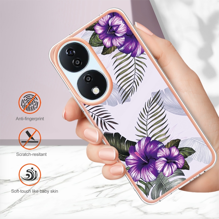 IMD MARBLE Védőburkolat Honor X7b PURPLE VIRÁG