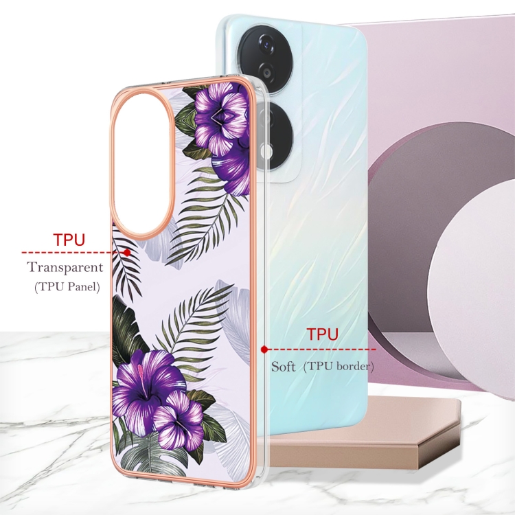 IMD MARBLE Védőburkolat Honor X7b PURPLE VIRÁG