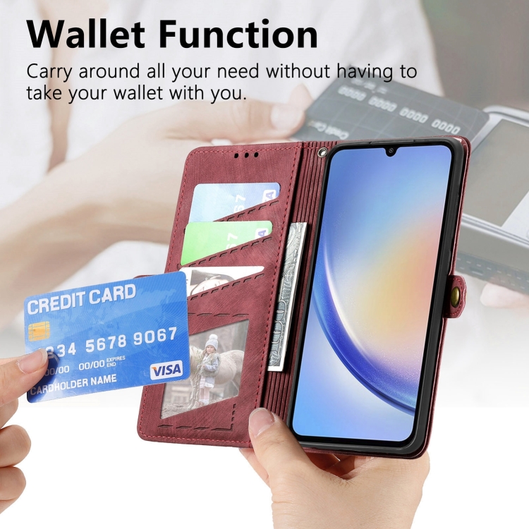 GEOM Wallet Tok Samsung Galaxy A25 5G Piros Telefonhoz