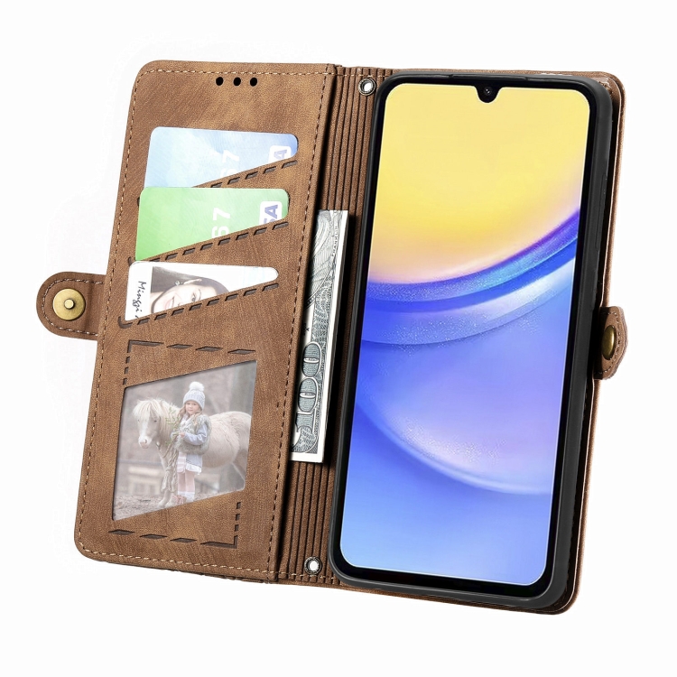 GEOM Wallet Tok Samsung Galaxy A15 / A15 5G Barna