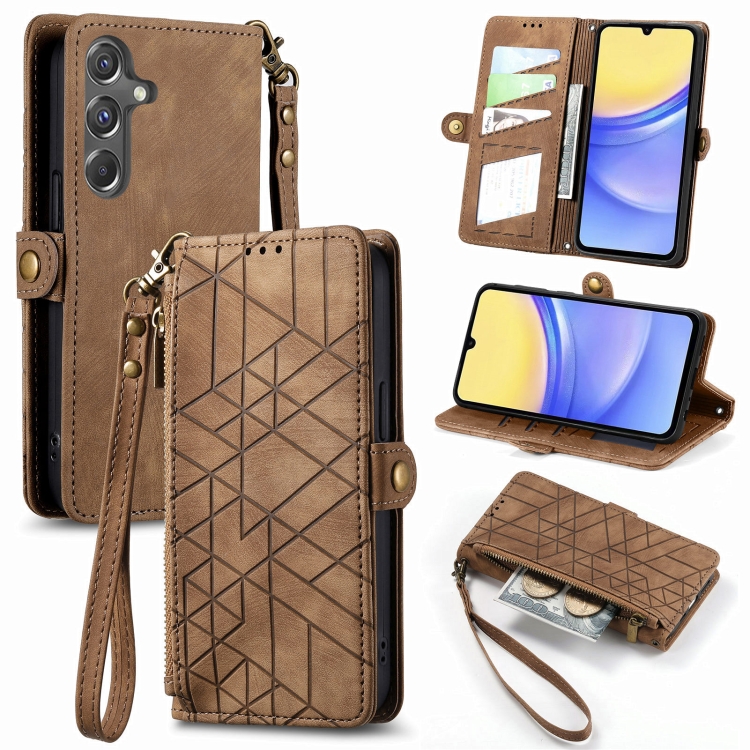 GEOM Wallet Tok Samsung Galaxy A15 / A15 5G Barna