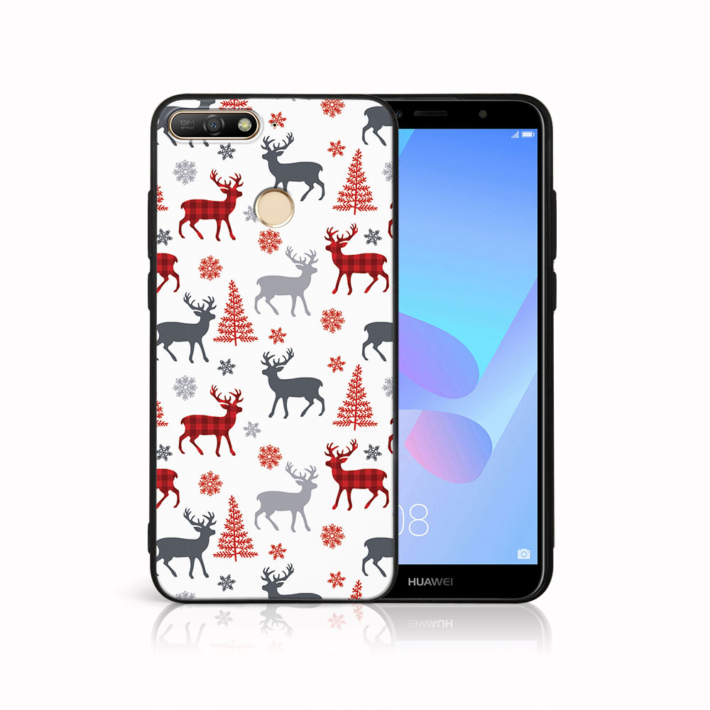 MY ART Borító Karácsonyi Dizájnnal, Huawei Y6 Prime 2018 DEER (068)