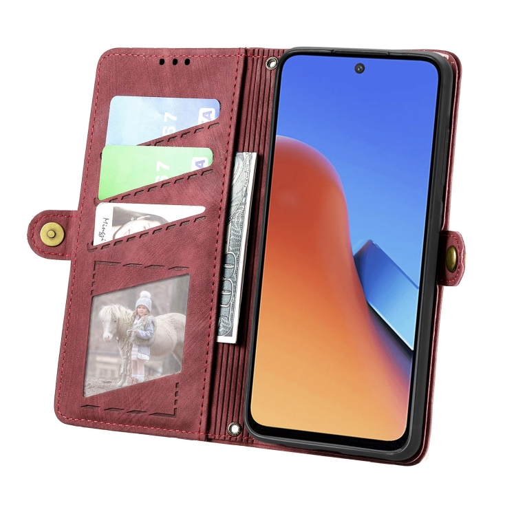 GEOM Wallet Tok Xiaomi Redmi Note 12 Piros Telefonhoz