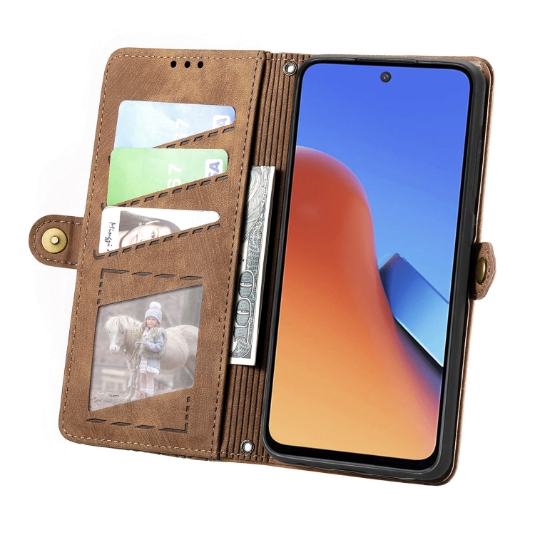 GEOM Wallet Tok Xiaomi Redmi Note 12 5G Barna Színű